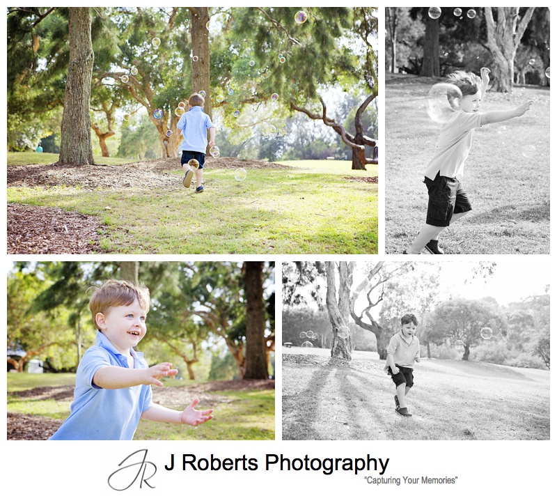 Extended or multi generation family portraits in the park and beach Sydney